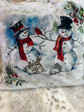 Load image into Gallery viewer, 18x18 White Snowman Pillow Cover on Basil Paloma
