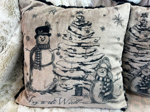 18x18 Joy to the World on. Black Glacier Pillow Cover