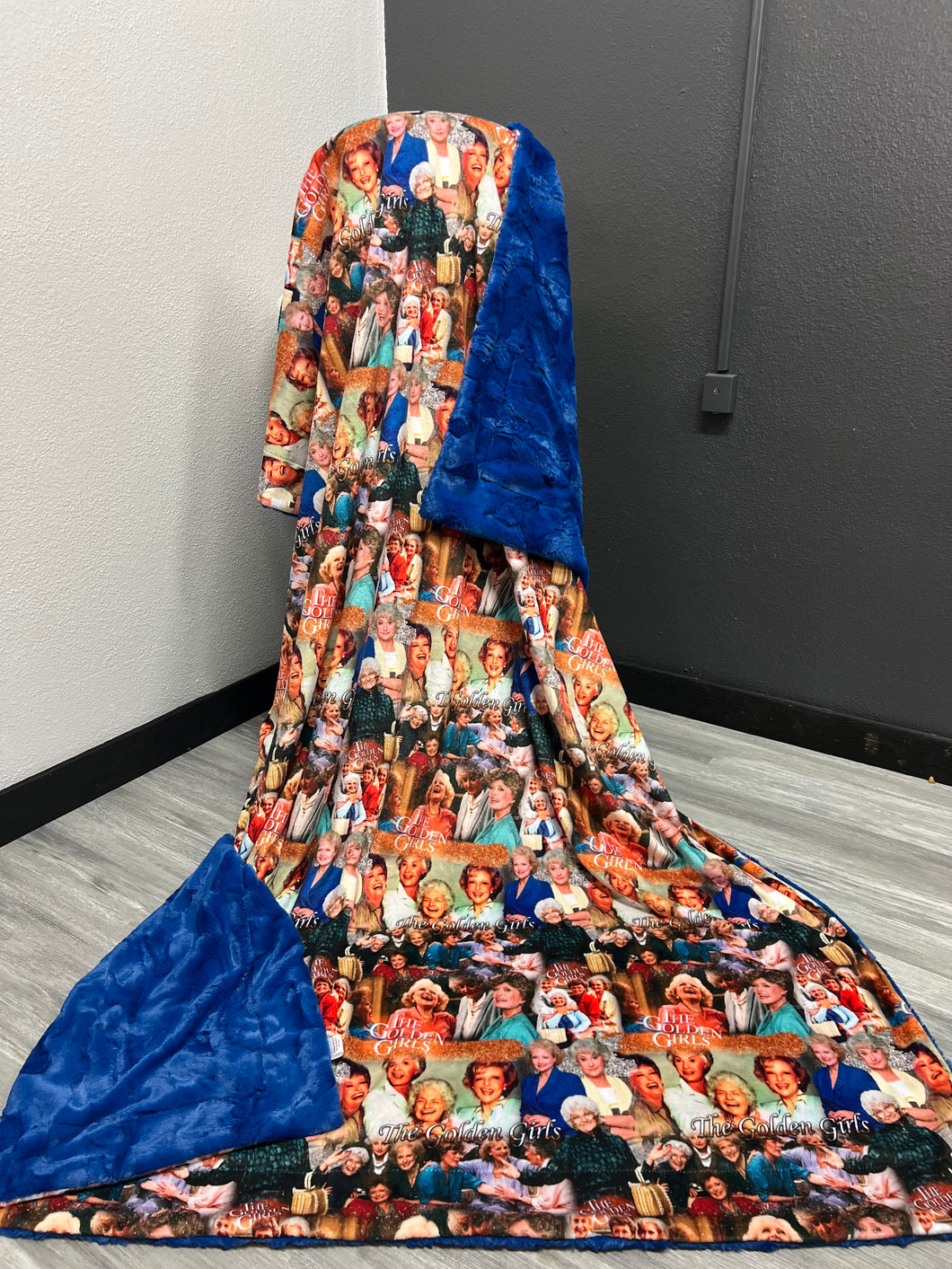 Golden Girls Print on Royal Blue Hide