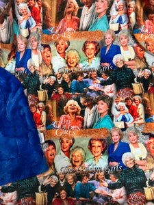 Golden Girls Print on Royal Blue Hide